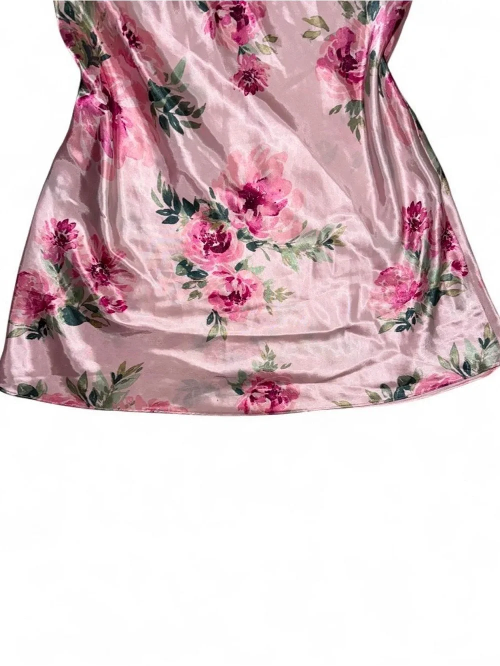 Thalia Sodi Pink Floral Satin Lace-Trim Chemise
